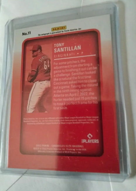 Tony Santillan RC Auto - 2022 Panini Chronicles Elite Baseball Cincinnati Reds