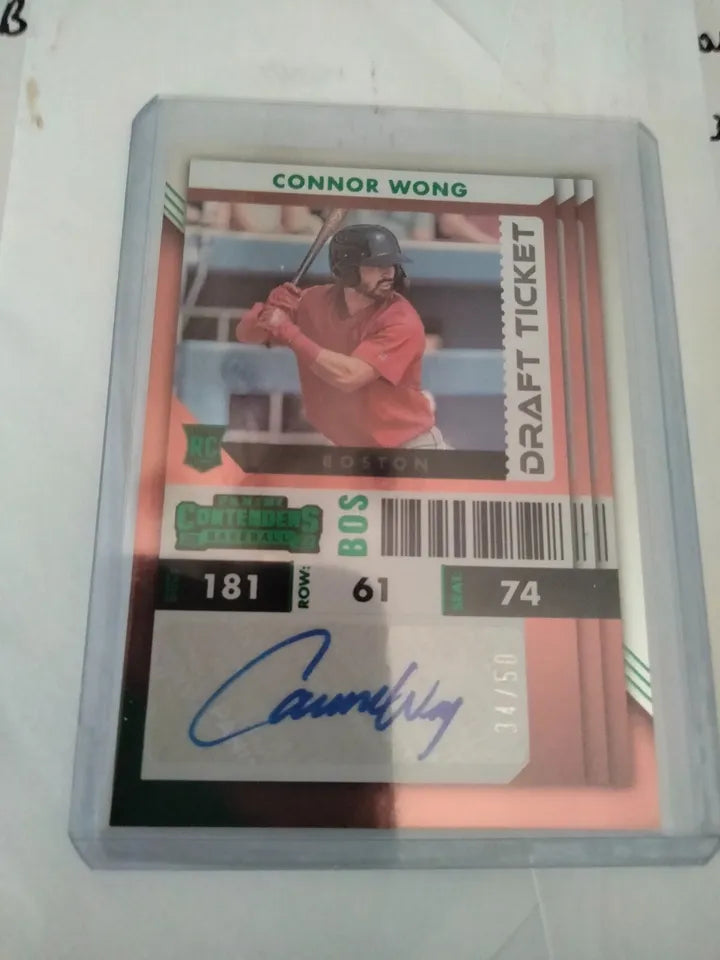 2022 Chronicles Contenders Ticket Draft #D /50 Connor Wong #47 Rookie Auto RC Red Sox