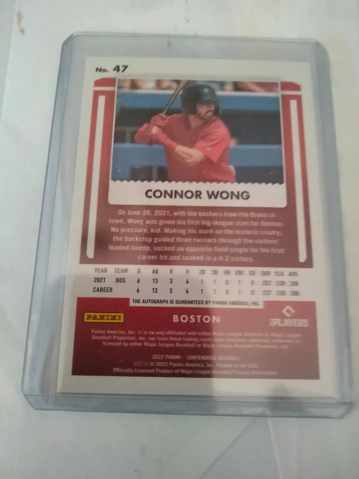 2022 Chronicles Contenders Ticket Draft #D /50 Connor Wong #47 Rookie Auto RC Red Sox