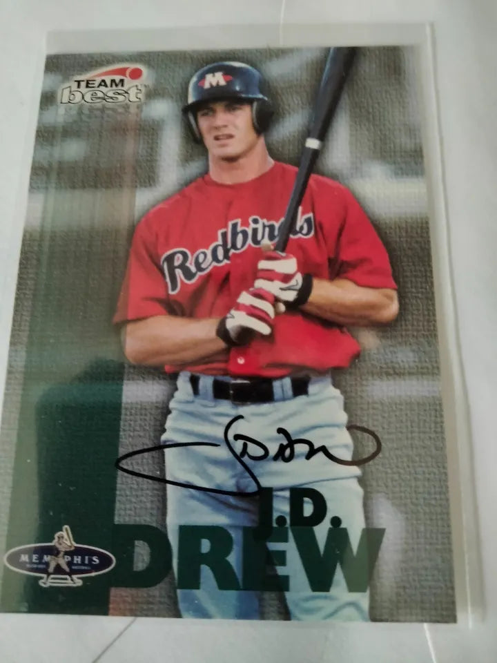 1999 J.D.DREW TEAM BEST MEMPHIS REDBIRD'S ROOKIE ON CARD AUTO Cardinals