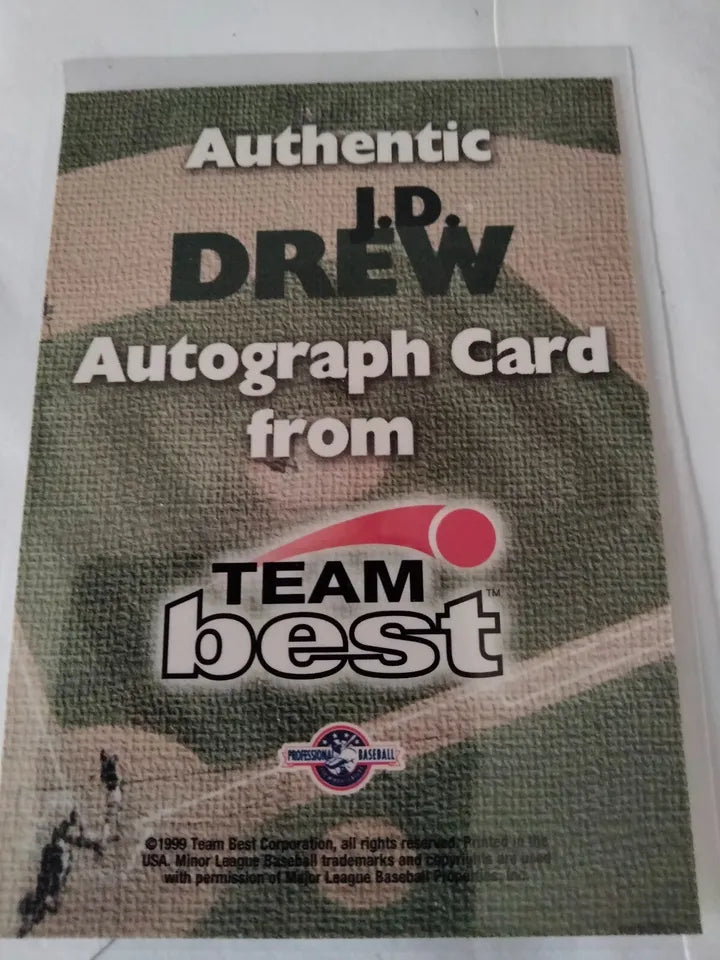 1999 J.D.DREW TEAM BEST MEMPHIS REDBIRD'S ROOKIE ON CARD AUTO Cardinals