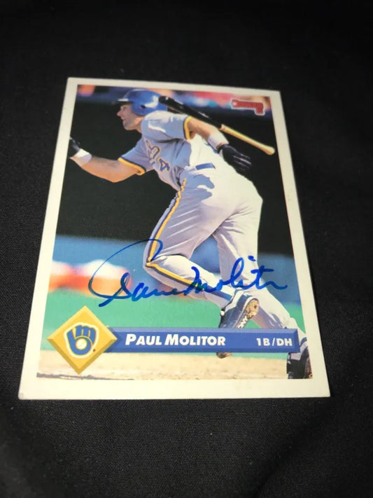 1993 Donrus Paul Molitor Autographed Card Milwaukee Brewers HOF In Person