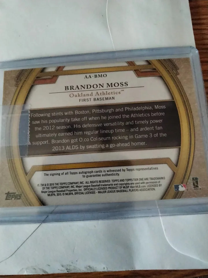 2015 Topps Tier One Black Autograph #AA-BMO Brandon Moss Auto #d 7/25 Oakland A's