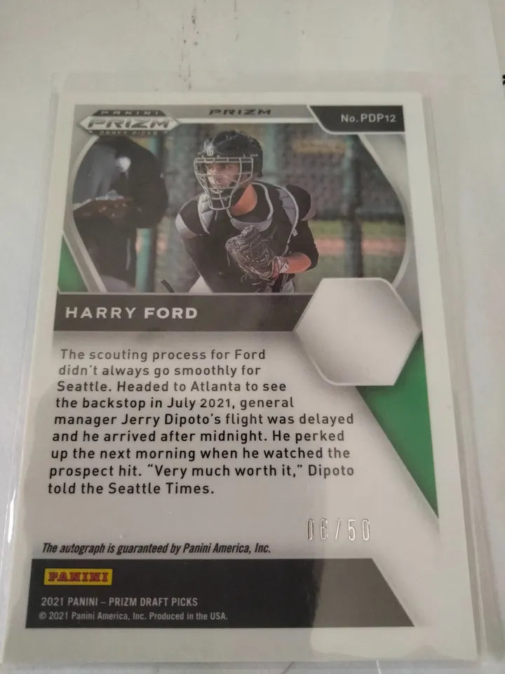 2021 MLB Panini Prizm Draft Picks Harry Ford #d /50 AUTO PDP12 - NEAR MINT