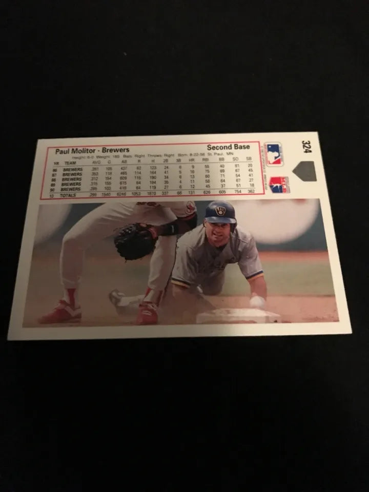 1991 Upper Deck Paul Molitor Hand Signed IP Auto #324 Brewers